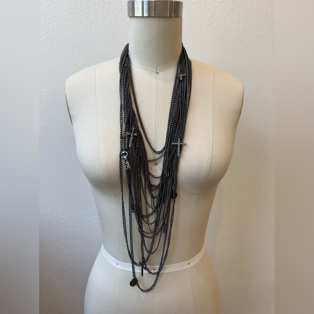 All SAINTS Multi Chain Cross Necklace